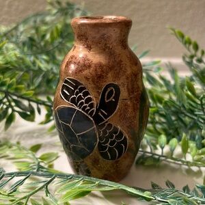 Hand Painted Clay Pottery Vases With Sea Turtles